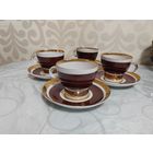 Чайный набор СССР на 4 персоны ЛФЗ "Аврора" цвет шоколад