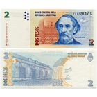 Аргентина. 2 песо (образца 2002 года, выпуск 2010, P352, серия K, UNC)