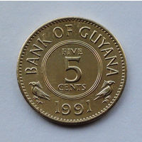 Гайана 5 центов. 1991