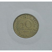 Франция 10 сантимов 1991 в холдере