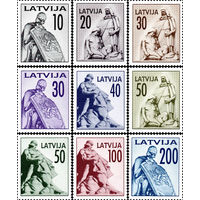 Фрагменты скульптурных памятников Риги Латвия 1992 год серия из 9 марок