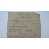 1943 г. Расписка на 10 марок ( что в кассу внесён правильный депозит )