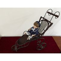 Оригинальная деревянная колясочка для кукол,Германия,выс.66 см.длина 68см.шир.32см.