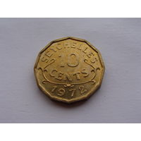 Сейшельские острова.  10 центов 1972 год  КМ#10
