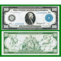 [КОПИЯ] США 100 долларов 1914 г. Синяя печать.