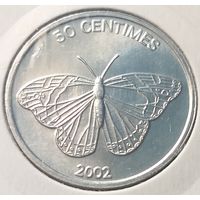 Конго - ДРК 50 сантимов, 2002 Животные - Бабочка     ( холдер )