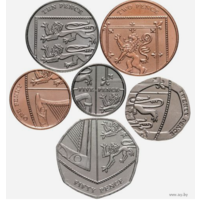 Набор 6 монет Великобритании "Щит королевского герба" Англия щит королевского герба
