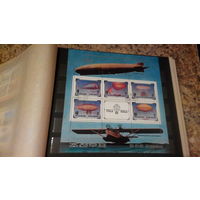 Транспорт, авиация, дирижабли, самолеты, гидропланы, марки, КНДР, 1983 блок
