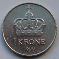 Норвегия 1 крона, 1988 г.