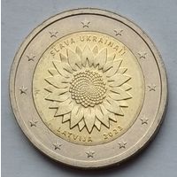 Латвия 2 евро 2023 г. Слава Украине