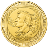 Золотая инвестиционная монета. Фредерик Шопен. 1 унция чистого золота