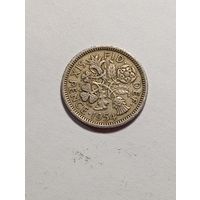 Великобритания 6 пенни 1954 года .