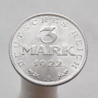 Германия  3 марки  1922 А Регулярный выпуск
