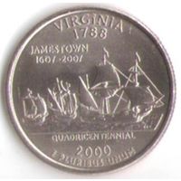 25 центов 2000 г. Вирджиния серия Штаты и Территории Двор D _UNC