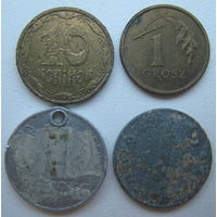 Германия (ГДР, Третий Рейх), Польша, Украина. Цена за 4 монеты