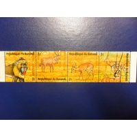 Бурунди-фауна-сцепка из 4 марок