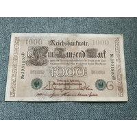 Германия Имперская банкнота 1000 марок серия G 3931800 D Берлин 21.04.1910 год / Две зеленые печати