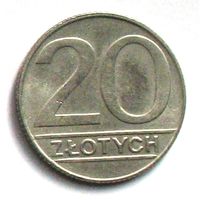 Польша, 20 злотых 1989
