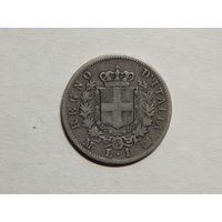 Италия 1 лира 1863г