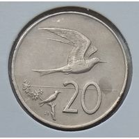 Острова Кука 20 центов 1973 г. В холдере