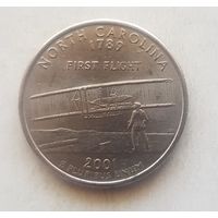 25 центов США 2001 г. штат Северная Каролина P