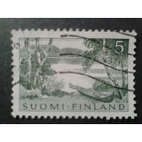 Финляндия 1961 стандарт, пейзаж с лодкой