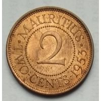 Маврикий 2 цента 1953 г.