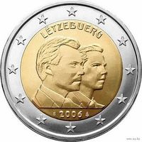 2 евро 2006 Люксембург 25 лет со дня рождения наследного Великого Герцога Люксембурга Гийома UNC из ролла