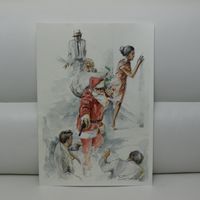Картина Санта-Клаус, акварель