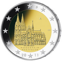 2 евро 2011 Германия F Федеральные земли Германии - Кёльнский собор UNC из ролла