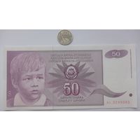 Werty71 Югославия 50 динаров 1990 UNC банкнота 1 2