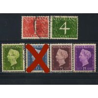 Нидерланды 1946-7 Вильгельмина Номиналы Стандарт #468,471,477,480,483