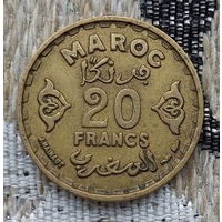 Французская колония Марокко 20 франком 1952 года, AU.