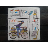 Германия 1995 День марки,** почтальон на велосипеде Михель-3,4 евро