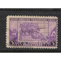 США 1936 100 летие освоения переселенцами территории Орегона Карта #388