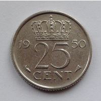 Нидерланды 25 центов. 1950