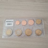 Монако 2001 г. Набор монет евро от 1 цента до 2 евро (8 монет; 3,88 евро)