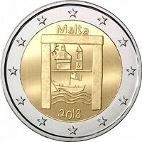 2 евро 2018 Мальта Культурное наследие UNC из ролла