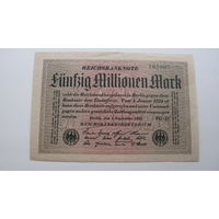 Германия 50 миллионов марок 1923 г. Ro 108 j  ( Водяные знаки - ромбы )