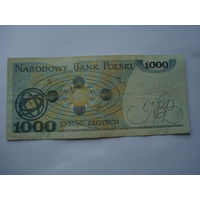Банкнота "1000 злотых",1982 г., Польша.