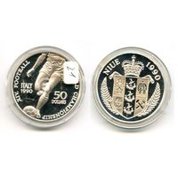 Ниуэ 50 долларов 1990 г. ЧМ по футболу в Италии серебро пруф