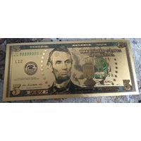 Золотой 5 долларов США (копия Американской купюры)