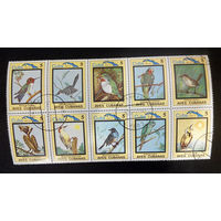 Куба 1983  г. Птицы. Фауна, сцепка из 10 марок #0213-Ф1P48