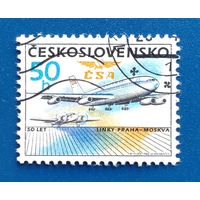 ЧССР.1986.50 лет авиалинии Прага-Москва (1 марка)