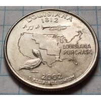 США 1/4 доллара, 2002 Квотер штата Луизиана     P     ( 1-8-5 )