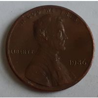 США 1 цент, 1986 Lincoln Cent Без отметки монетного двора (3-2-18)
