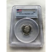 США 1 дайм 2014 - Roosevelt Dime (S - Сан-Франциско), слаб PCGS