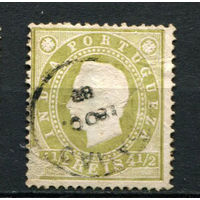 Португальские колонии - Индия - 1886 - Король Луиш I 4 1/2R - (перф. 13 1/2) - [Mi.154C] - 1 марка. Гашеная.  (Лот 120BF)