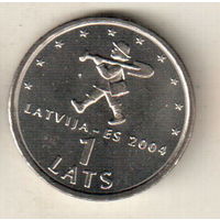 Латвия 1 лат 2004 Землекоп