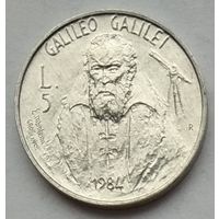 Сан-Марино 5 лир 1984 г. Учёные. Галилео Галилей. В холдере